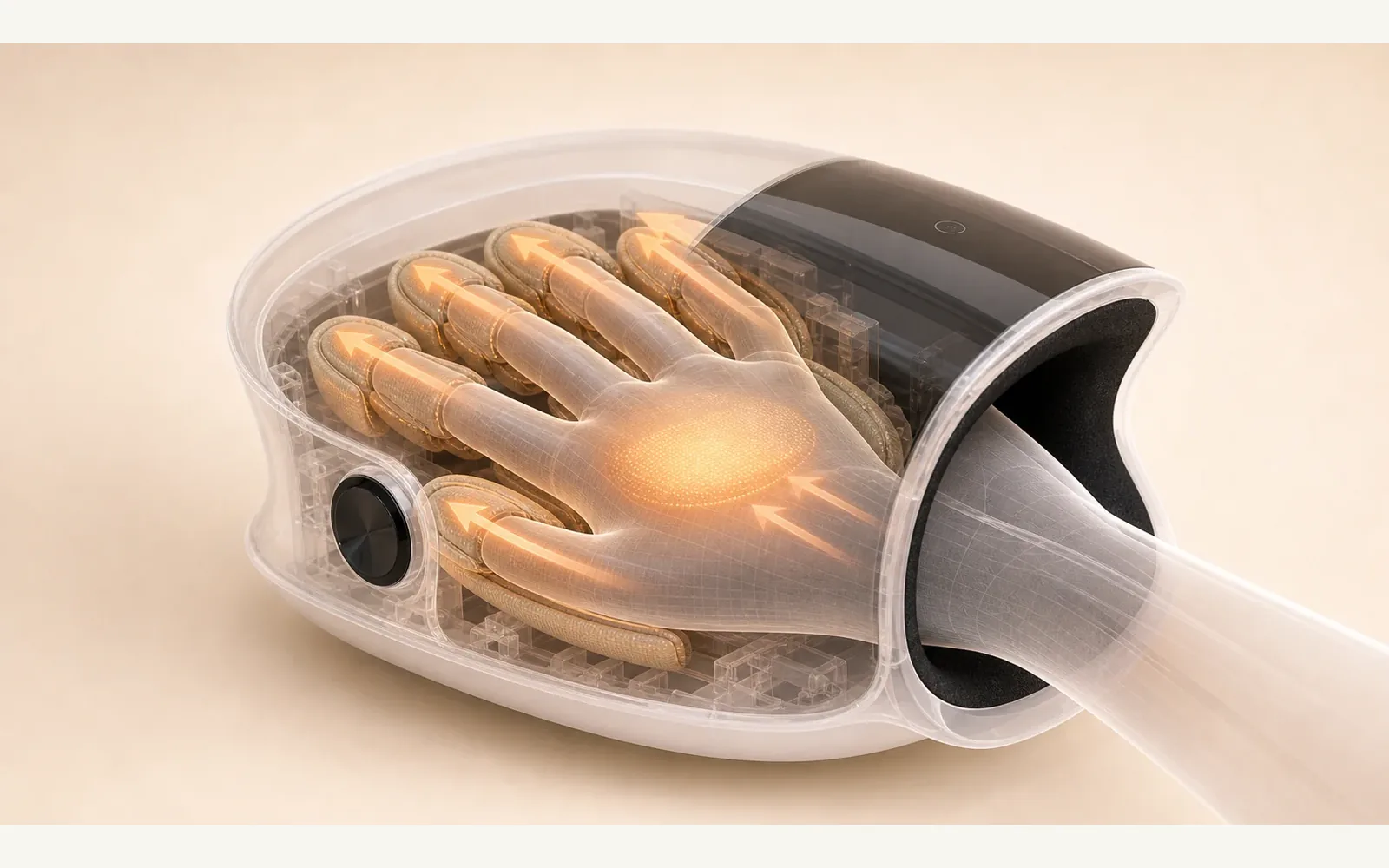 ZMH623 hand massager finger stretch and heat function visual