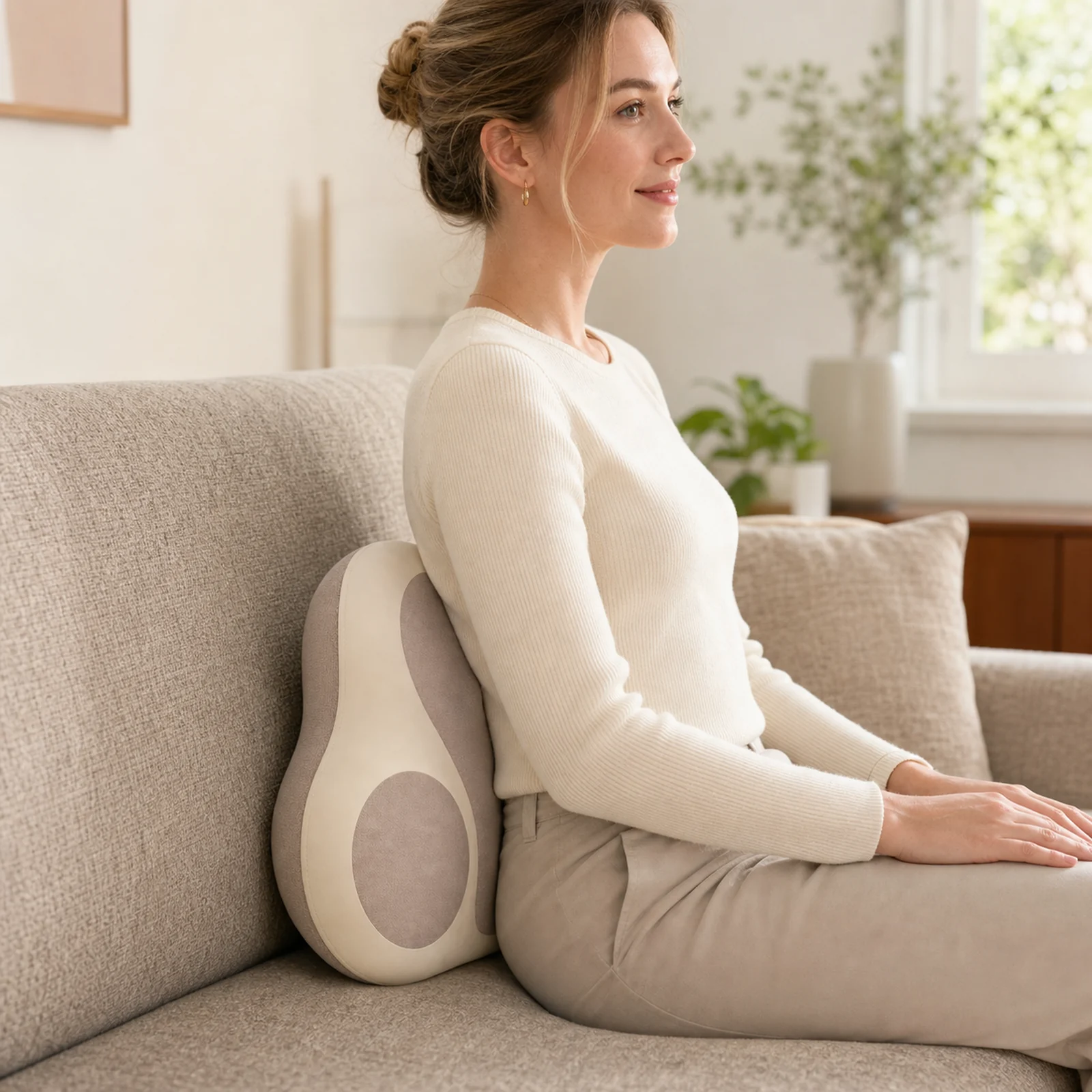 ZMB823 push-kneading lumbar massager centered at the lumbar back in an office chair