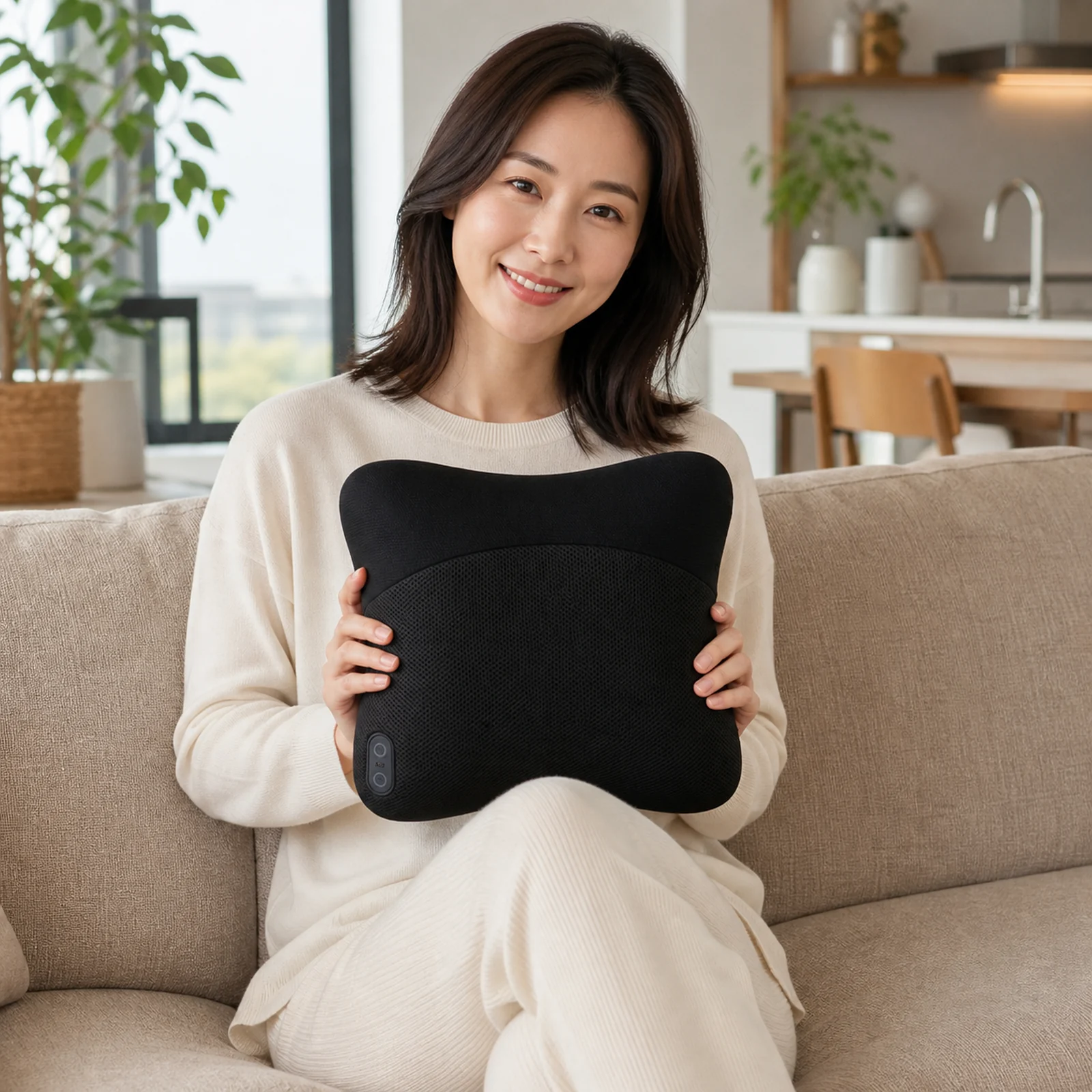 ZMB825 product massage cushion centered behind the neck and shoulders