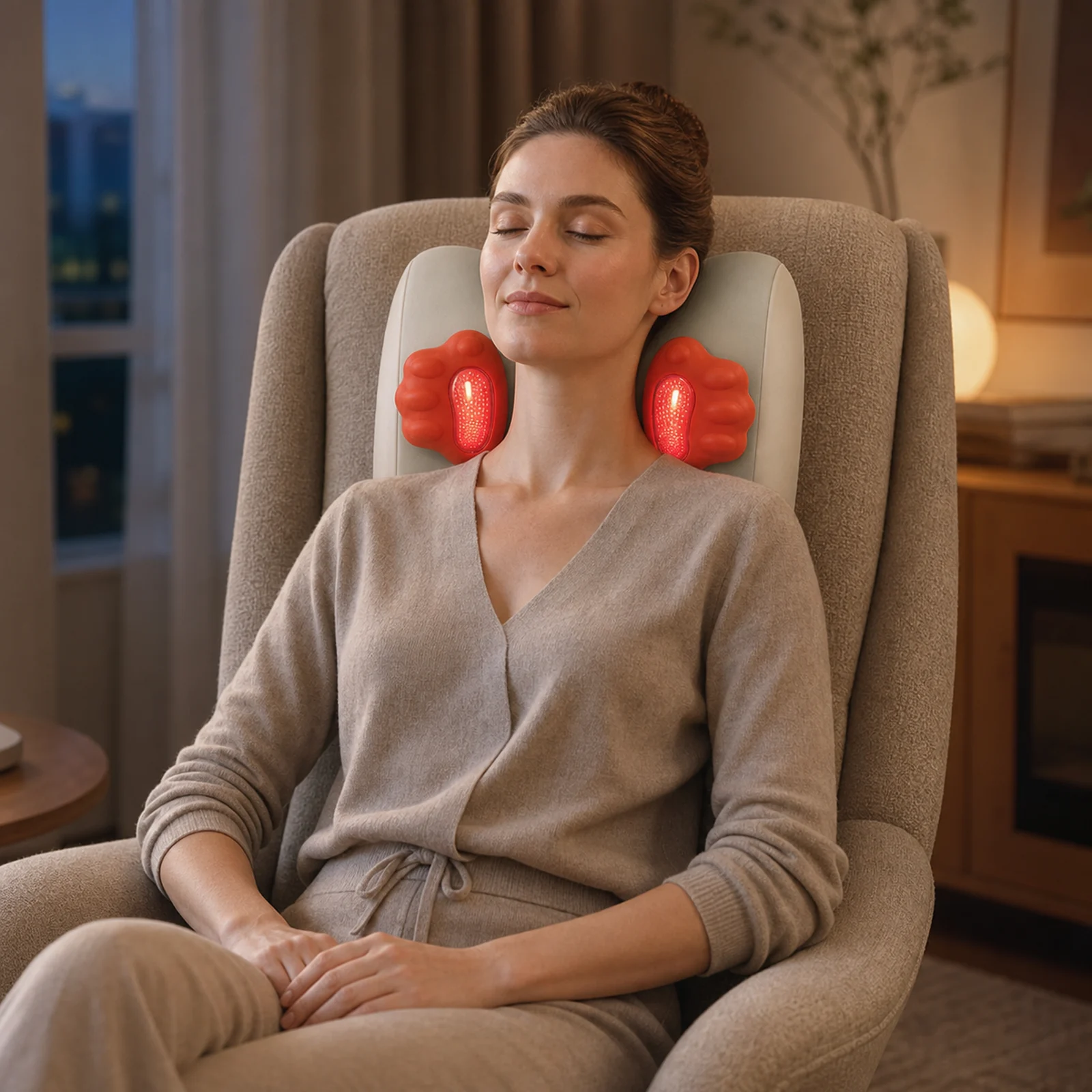 ZMB836 product massage cushion centered behind the neck and shoulders