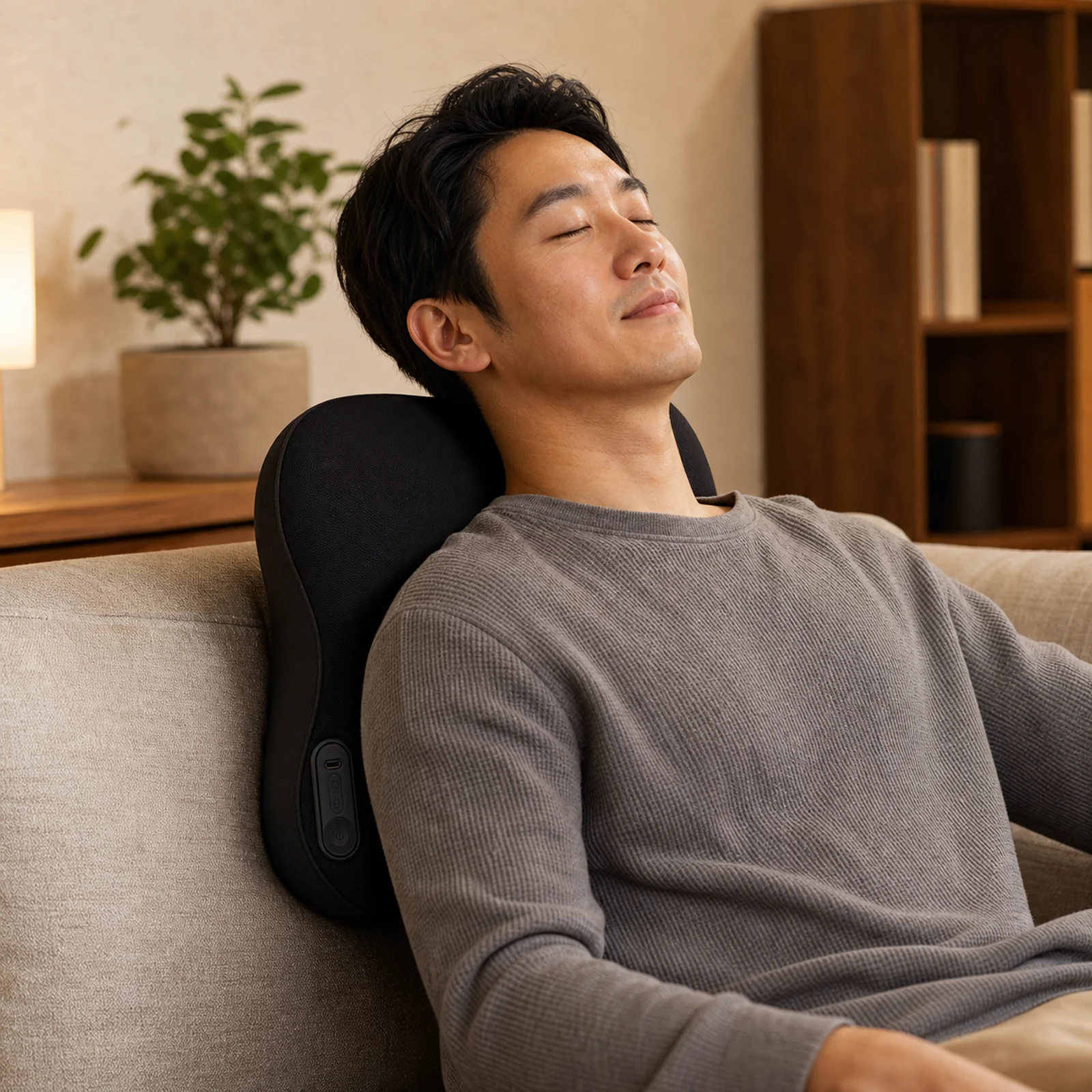 ZMB839 dual exposed massage hand cushion centered behind the neck and shoulders