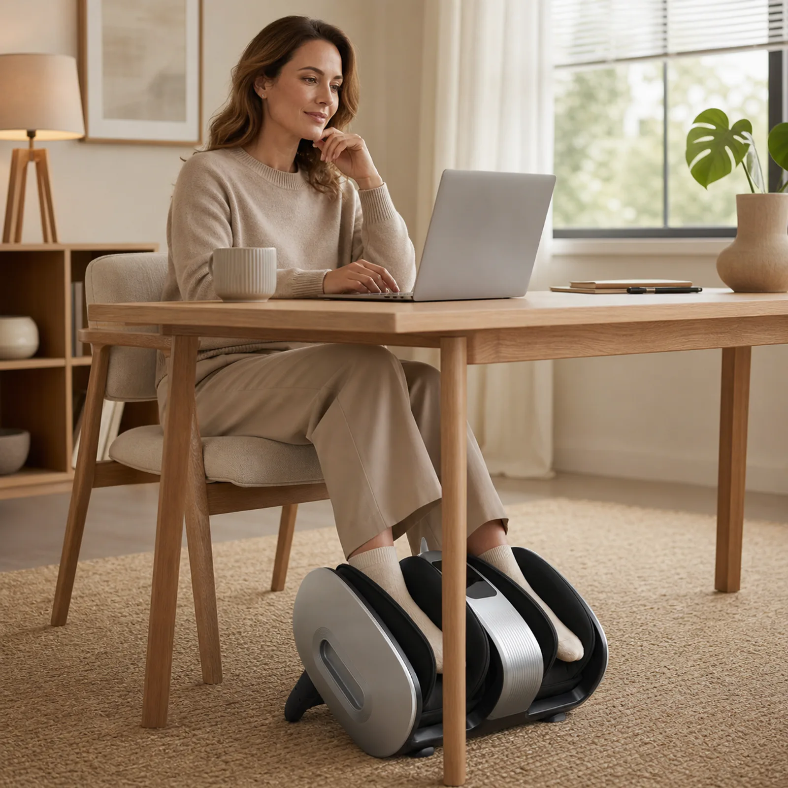 ZMF912 foot and leg massager in a lifestyle setting