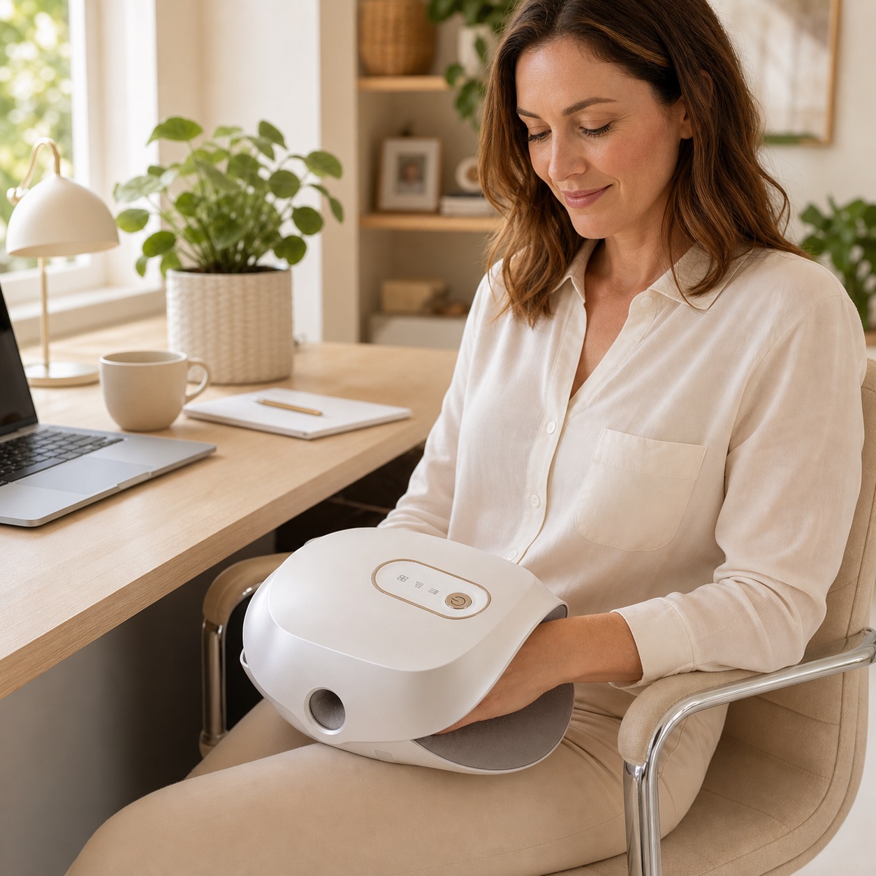 ZMH001 hand massager in a lifestyle setting